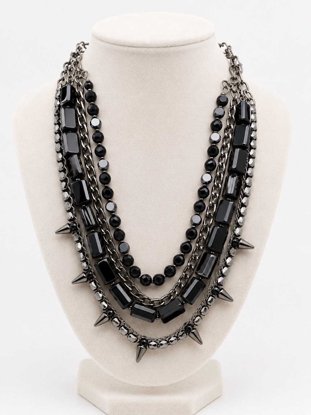 Black Multi-Layer Statement Necklace - Women Jewelry